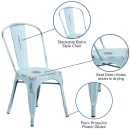 Flash Furniture ET-3534-DB-GG Stacking Chair w/ Vertical Slat Back - Distressed Metal, Blue Green thumbnail 6
