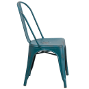 Flash Furniture ET-3534-KB-GG Stacking Chair w/ Vertical Slat Back - Distressed Metal, Kelly Blue thumbnail 3