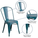 Flash Furniture ET-3534-KB-GG Stacking Chair w/ Vertical Slat Back - Distressed Metal, Kelly Blue thumbnail 6