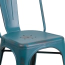 Flash Furniture ET-3534-KB-GG Stacking Chair w/ Vertical Slat Back - Distressed Metal, Kelly Blue thumbnail 7