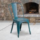 Flash Furniture ET-3534-KB-GG Stacking Chair w/ Vertical Slat Back - Distressed Metal, Kelly Blue thumbnail 9