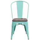 Flash Furniture ET-3534-MINT-WD-GG Stacking Side Chair w/ Vertical Slat Back & Wood Seat - Steel, Mint Green thumbnail 4