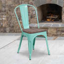 Flash Furniture ET-3534-MINT-WD-GG Stacking Side Chair w/ Vertical Slat Back & Wood Seat - Steel, Mint Green thumbnail 5