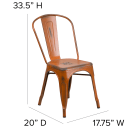 Flash Furniture ET-3534-OR-GG Stacking Chair w/ Vertical Slat Back - Distressed Metal, Orange thumbnail 2