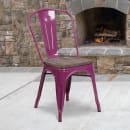 Flash Furniture ET-3534-PUR-WD-GG Stacking Chair w/ Vertical Slat Back & Wood Seat - Metal, Purple thumbnail 5
