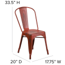 Flash Furniture ET-3534-RD-GG Stacking Chair w/ Vertical Slat Back - Distressed Metal, Kelly Red thumbnail 2
