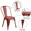 Flash Furniture ET-3534-RD-GG Stacking Chair w/ Vertical Slat Back - Distressed Metal, Kelly Red thumbnail 6