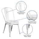 Flash Furniture ET-3534-WH-GG Stacking Chair w/ Vertical Slat Back - Distressed Metal, White thumbnail 6