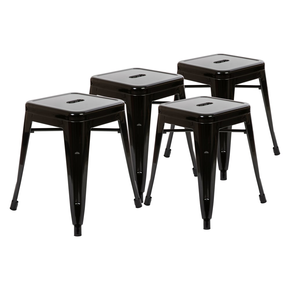 Flash Furniture ET-BT3503-18-BLK-GG Stacking Backless Dining Stool - Iron, Black
