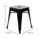 Flash Furniture ET-BT3503-18-BLK-GG Stacking Backless Dining Stool - Iron, Black thumbnail 2
