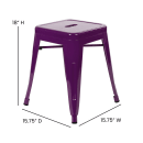 Flash Furniture ET-BT3503-18-PR-GG Stacking Backless Dining Stool - Iron, Purple thumbnail 2