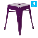 Flash Furniture ET-BT3503-18-PR-GG Stacking Backless Dining Stool - Iron, Purple thumbnail 4