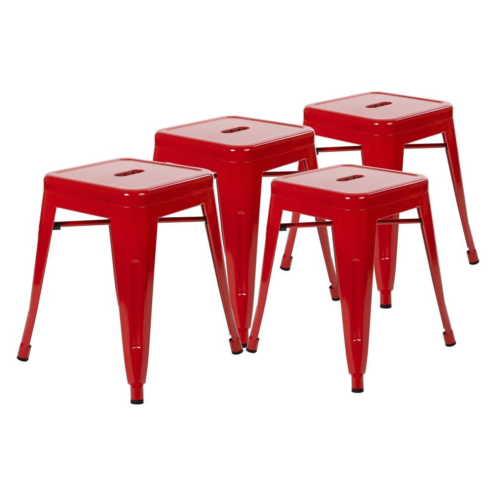 Flash Furniture ET-BT3503-18-RED-GG Stacking Backless Dining Stool - Iron, Red
