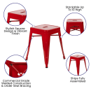 Flash Furniture ET-BT3503-18-RED-GG Stacking Backless Dining Stool - Iron, Red thumbnail 3
