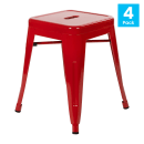 Flash Furniture ET-BT3503-18-RED-GG Stacking Backless Dining Stool - Iron, Red thumbnail 4