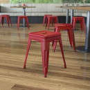 Flash Furniture ET-BT3503-18-RED-GG Stacking Backless Dining Stool - Iron, Red thumbnail 9