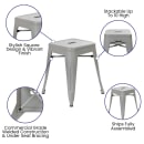 Flash Furniture ET-BT3503-18-SIL-GG Stacking Backless Dining Stool - Iron, Silver thumbnail 3