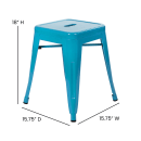 Flash Furniture ET-BT3503-18-TL-GG Stacking Backless Dining Stool - Iron, Teal thumbnail 2
