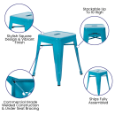 Flash Furniture ET-BT3503-18-TL-GG Stacking Backless Dining Stool - Iron, Teal thumbnail 3