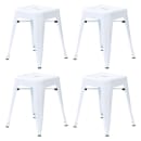 Flash Furniture ET-BT3503-18-WH-GG Stacking Backless Dining Stool - Iron, White thumbnail 2