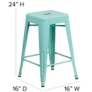 Flash Furniture ET-BT3503-24-MINT-GG Counter Height Backless Bar Stool w/ Metal Seat, Mint thumbnail 2