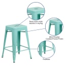 Flash Furniture ET-BT3503-24-MINT-GG Counter Height Backless Bar Stool w/ Metal Seat, Mint thumbnail 3