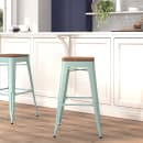 Flash Furniture ET-BT3503-24-MINT-WD-GG Counter Height Backless Bar Stool w/ Wood Seat, Mint thumbnail 3