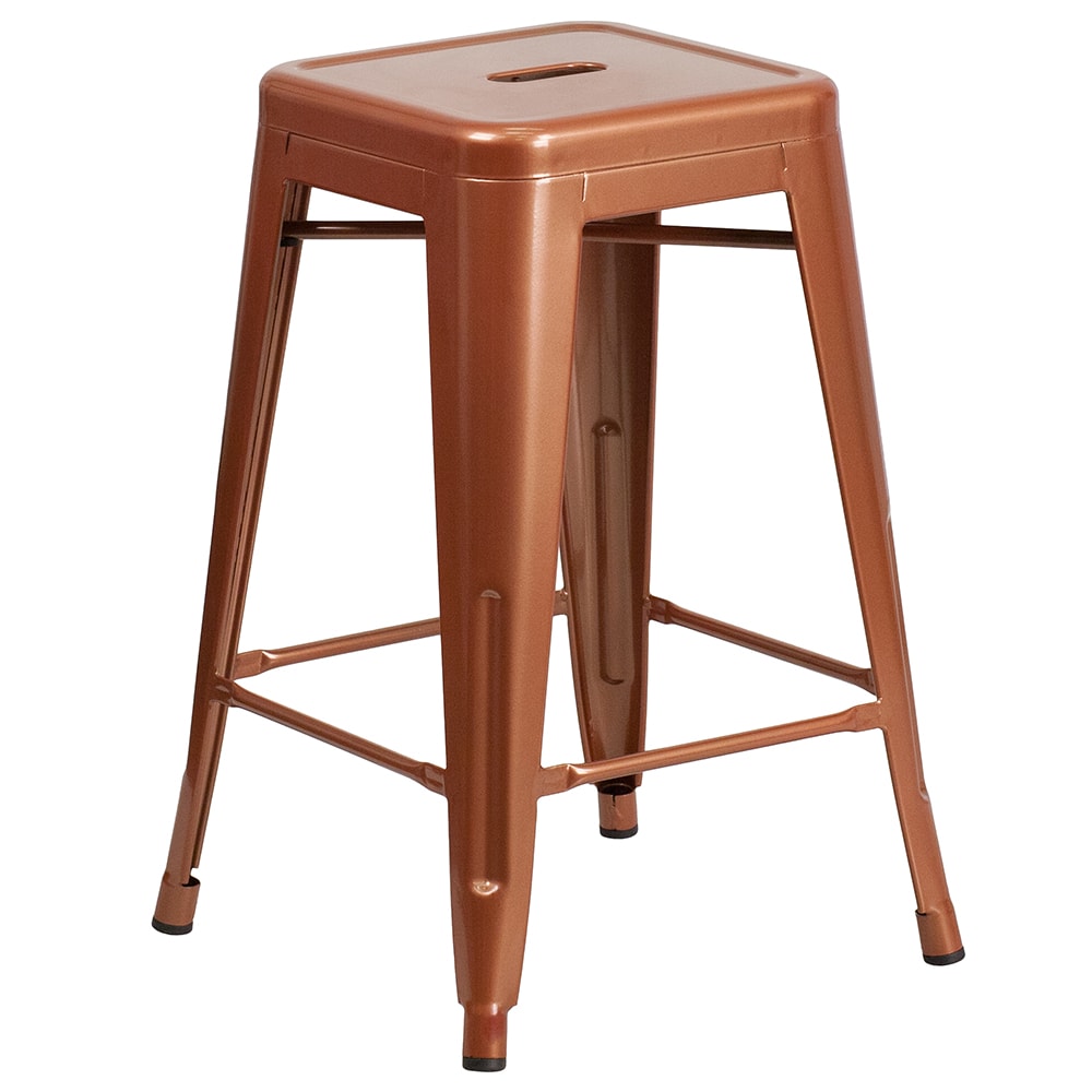 Flash Furniture ET-BT3503-24-POC-GG Counter Height Backless Bar Stool w/ Metal Seat, Copper