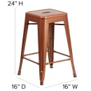 Flash Furniture ET-BT3503-24-POC-GG Counter Height Backless Bar Stool w/ Metal Seat, Copper thumbnail 2