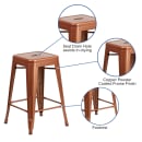 Flash Furniture ET-BT3503-24-POC-GG Counter Height Backless Bar Stool w/ Metal Seat, Copper thumbnail 3
