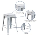 Flash Furniture ET-BT3503-24-WH-GG Counter Height Backless Bar Stool w/ Metal Seat, Distressed White thumbnail 3
