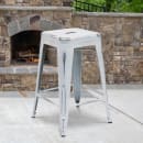 Flash Furniture ET-BT3503-24-WH-GG Counter Height Backless Bar Stool w/ Metal Seat, Distressed White thumbnail 6