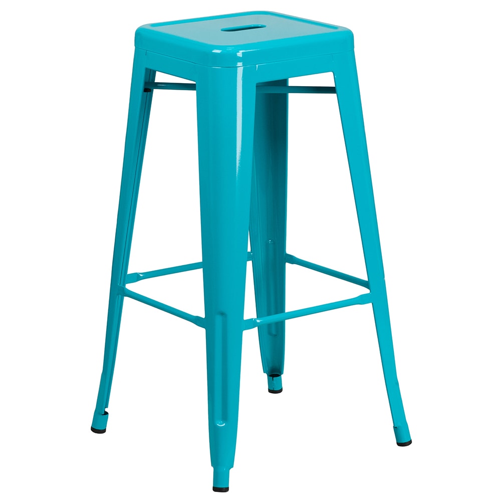 Flash Furniture ET-BT3503-30-CB-GG Backless Bar Stool w/ Metal Seat, Crystal Teal Blue