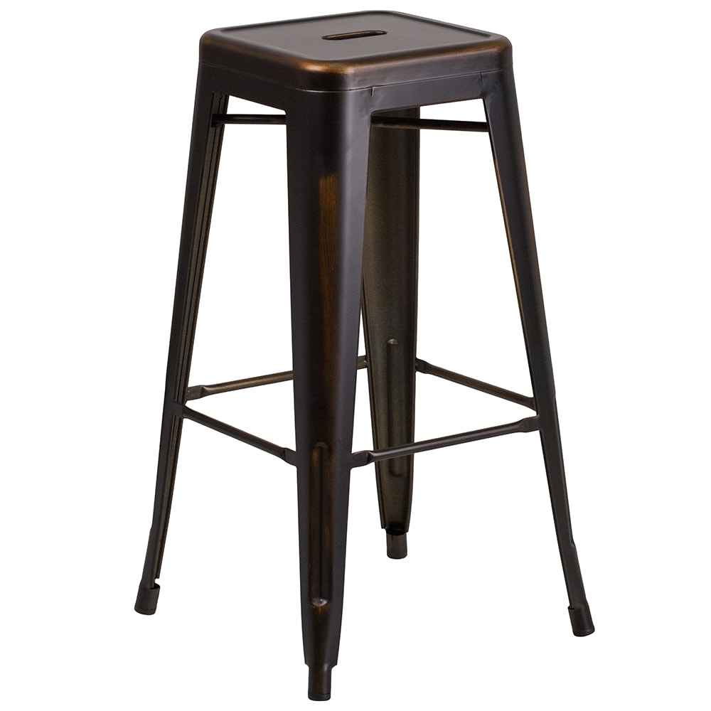 Flash Furniture ET-BT3503-30-COP-GG Backless Bar Stool w/ Metal Seat, Distressed Copper