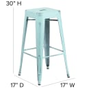 Flash Furniture ET-BT3503-30-DB-GG Backless Bar Stool w/ Metal Seat, Distressed Green Blue thumbnail 2