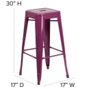 Flash Furniture ET-BT3503-30-PUR-GG Backless Bar Stool w/ Metal Seat, Purple thumbnail 2