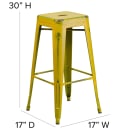 Flash Furniture ET-BT3503-30-YL-GG Backless Bar Stool w/ Metal Seat, Distressed Yellow thumbnail 2