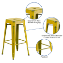 Flash Furniture ET-BT3503-30-YL-GG Backless Bar Stool w/ Metal Seat, Distressed Yellow thumbnail 3