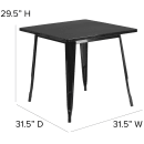 Flash Furniture ET-CT002-1-BK-GG 31 1/2" Square Dining Height Table - Steel, Black thumbnail 2