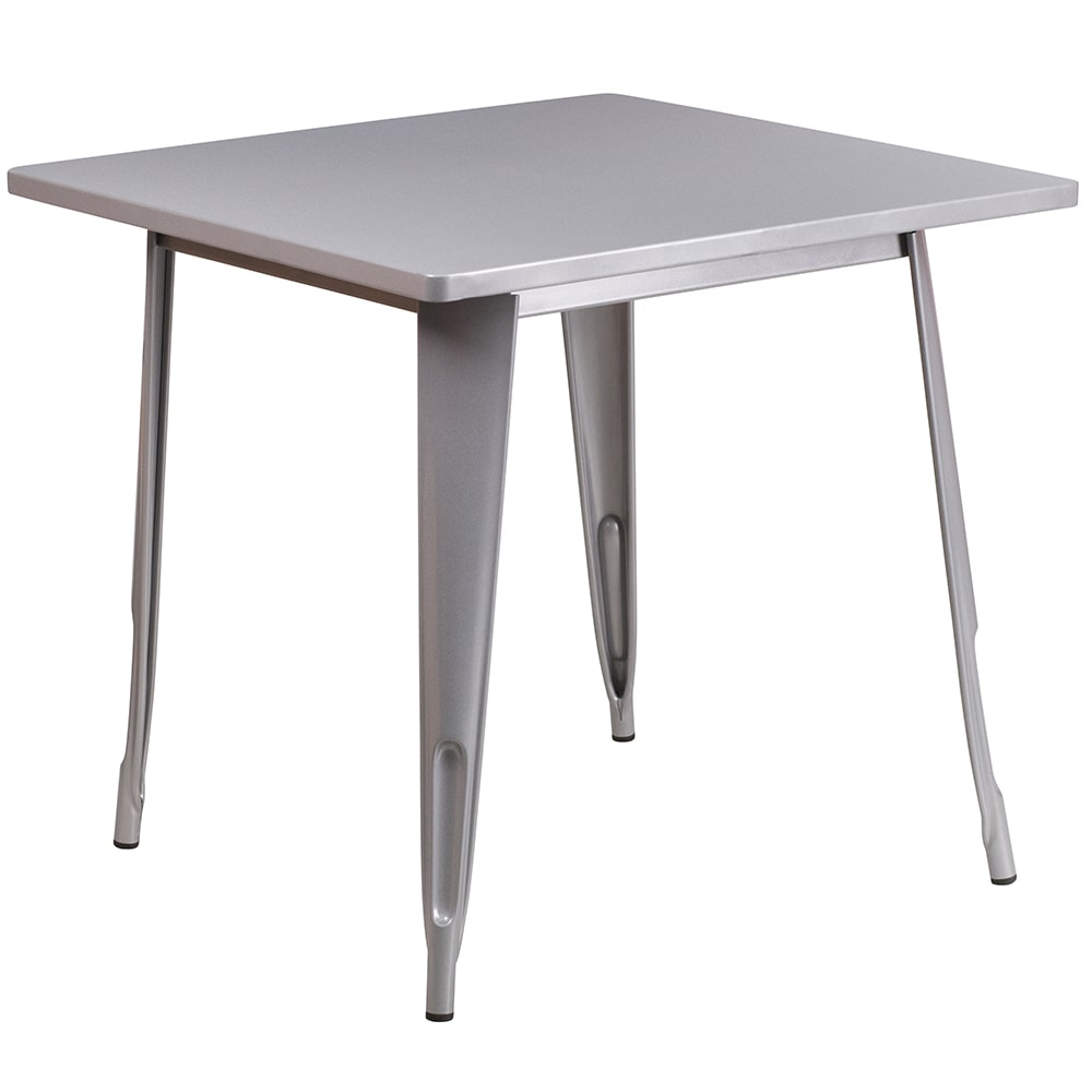 Flash Furniture ET-CT002-1-SIL-GG 31 1/2" Square Dining Height Table - Steel, Silver