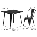 Flash Furniture ET-CT002-4-30-BK-GG 31 1/2" Square Table & (4) Chair Set - Steel, Black thumbnail 2