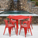Flash Furniture ET-CT002-4-70-RED-GG 31 1/2" Square Table & (4) Arm Chair Set - Steel, Red thumbnail 4