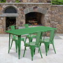Flash Furniture ET-CT005-4-30-GN-GG Rectangular Table & (4) Chair Set - 63"W x 31 1/2"D x 29 1/2"H, Steel, Green thumbnail 4