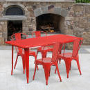 Flash Furniture ET-CT005-4-30-RED-GG Rectangular Table & (4) Chair Set - 63"W x 31 1/2"D x 29 1/2"H, Steel, Red thumbnail 4