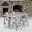 Flash Furniture ET-CT005-4-30-SIL-GG Rectangular Table & (4) Chair Set - 63"W x 31 1/2"D x 29 1/2"H, Steel, Silver thumbnail 4