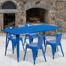 Flash Furniture ET-CT005-4-70-BL-GG Rectangular Table & (4) Chair Set - 63"W x 31 1/2"D x 29 1/2"H, Steel, Blue thumbnail 4