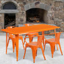Flash Furniture ET-CT005-4-70-OR-GG Rectangular Table & (4) Chair Set - 63"W x 31 1/2"D x 29 1/2"H, Steel, Orange thumbnail 4