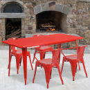 Flash Furniture ET-CT005-4-70-RED-GG Rectangular Table & (4) Chair Set - 63"W x 31 1/2"D x 29 1/2"H, Steel, Red thumbnail 4