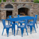 Flash Furniture ET-CT005-6-30-BL-GG Rectangular Table & (6) Chair Set - 63"W x 31 1/2"D x 29 1/2"H, Steel, Blue thumbnail 4