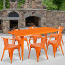 Flash Furniture ET-CT005-6-70-OR-GG Rectangular Table & (6) Chair Set - 63"W x 31 1/2"D x 29 1/2"H, Steel, Orange thumbnail 4
